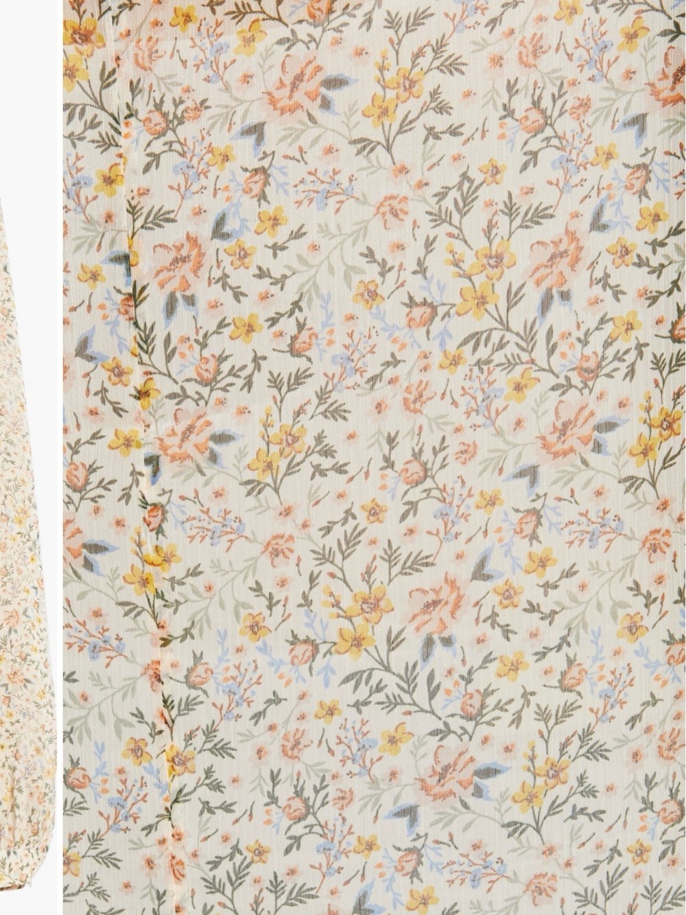French Connection Peach Floral Long-Sleeve Peasant Blouse - Picture 2 of 7
